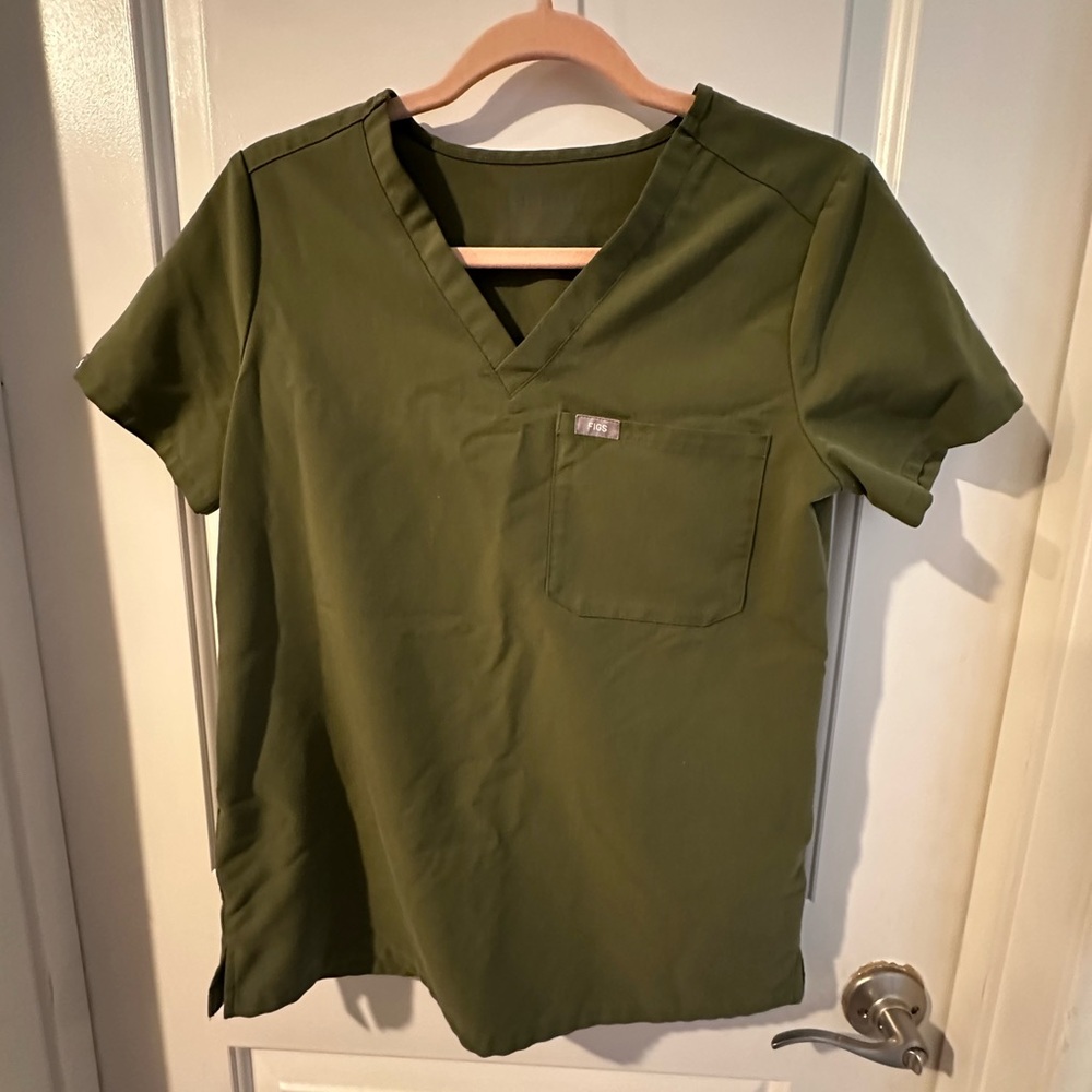 Olive Green Medical Scrub Top - Unbranded